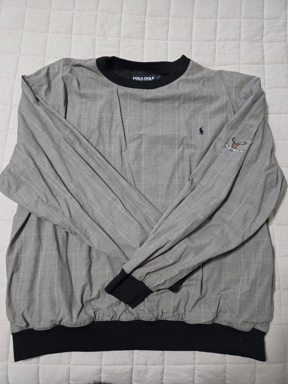 Polo Golf Gray Plaid Lightweight Shirt Jacket with Black Trim